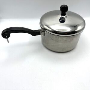 FARBERWARE 2 Qt Saucepan Pot Handle With Lid Aluminum Clad Stainless USA